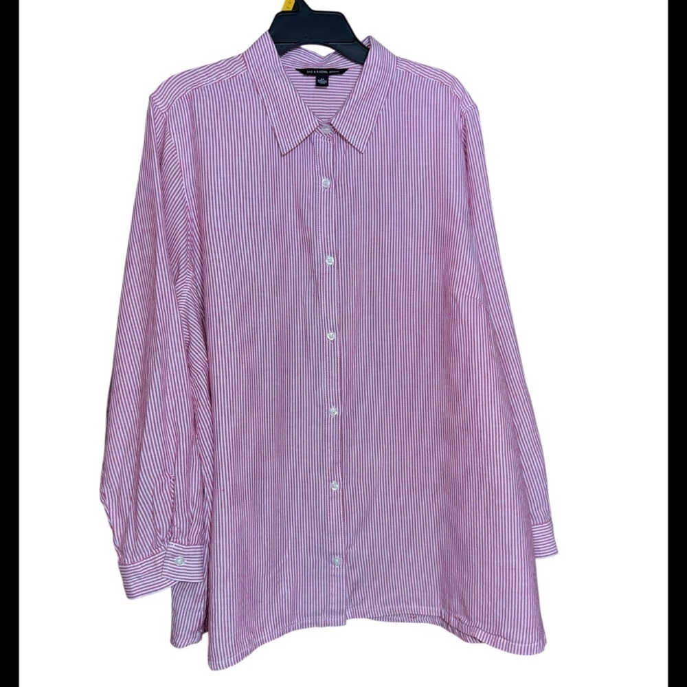 Zach & Rachel pink white striped button front size 3X - Picture 1 of 5